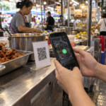 A QR payment at a small Southeast Asian merchant counter
